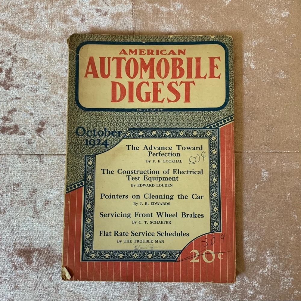 October 1924 American Automobile Digest Car Repair Manual